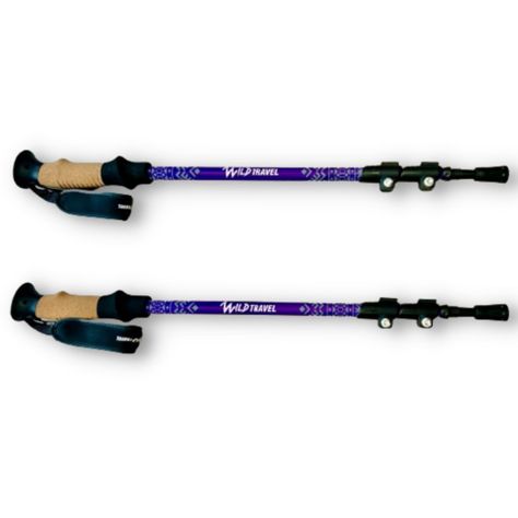 Bastones de trekking Morado Wild Travel 2 unidades, ajustable, de aluminio 7075, resistente, ligero, con cierre abatible de ajuste rápido-4