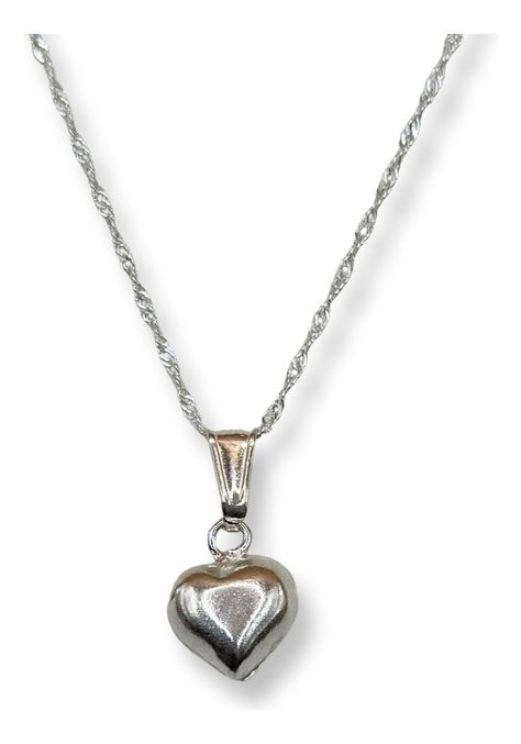 Collar Singapur Colgante Corazón Plata -0