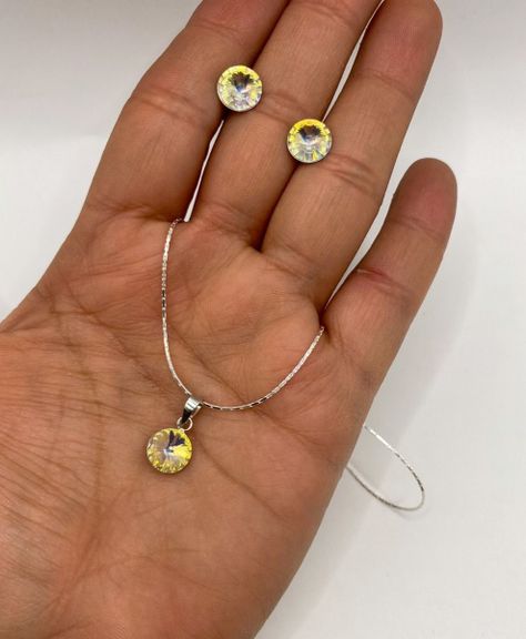 Conjunto Cristal tornasol Plata 925-1