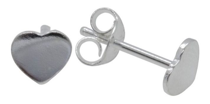Aros Corazon Plano Plata Ley 925 Mas Estuche-0