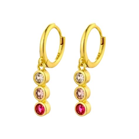 Aros Dama Punto Luz Colgante Colores Plata S925 Baño en oro-0