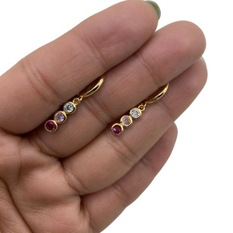 Aros Dama Punto Luz Colgante Colores Plata S925 Baño en oro-1