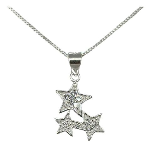 Collar Estrellas Circones Plata-0