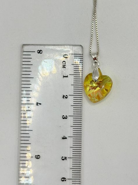 Collar Corazon Cristal Amarillo Tornasol Plata-1