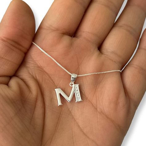 Collar Letra M Circones Veneciana Plata Italiana 925 -2