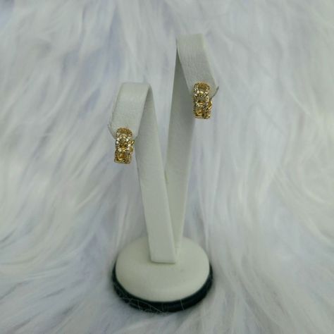Aros Argolla Para Dama Plata S925 Con Baño En Oro Y Circones-1