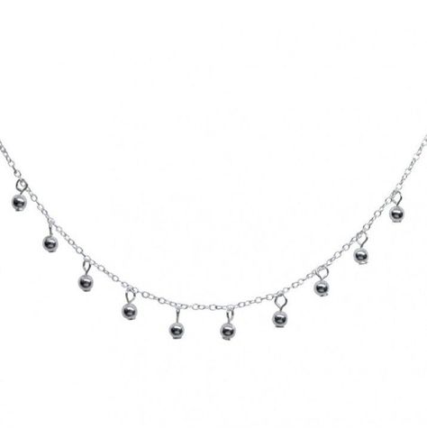 Collar Esferas Pelotitas Bolitas Colgantes Plata Ley 925-0