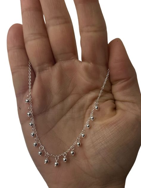 Collar Esferas Pelotitas Bolitas Colgantes Plata Ley 925-1