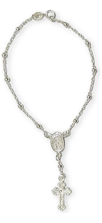Pulsera Denario Cruz Rosario Plata-0