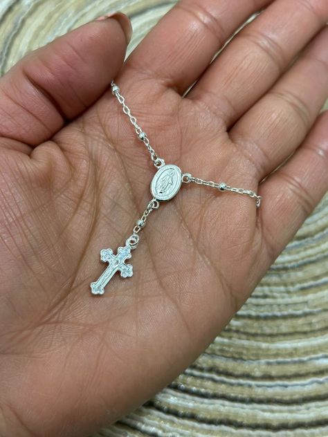 Pulsera Denario Cruz Rosario Plata-1