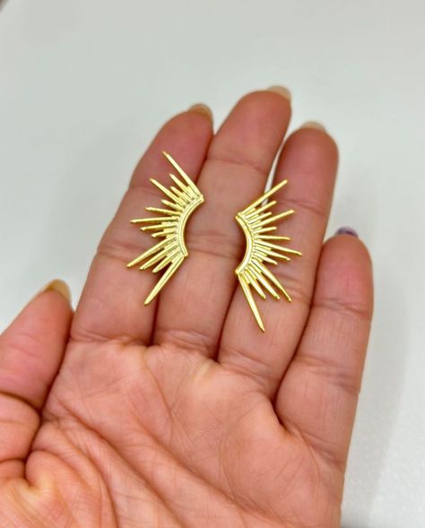 Aros Grandes Rayos Sol Plata Baño Oro -1