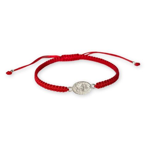 Pulsera Hilo Rojo Virgen De Los Rayos Ajustable Plata-0