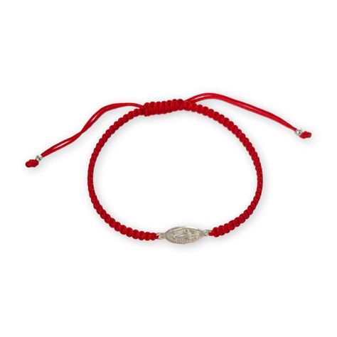 Pulsera Hilo Rojo Virgen De Los Rayos Ajustable Plata-2