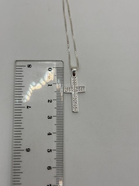Collar Cadena Fina Más Colgante Cruz Con Circones Plata 925-2