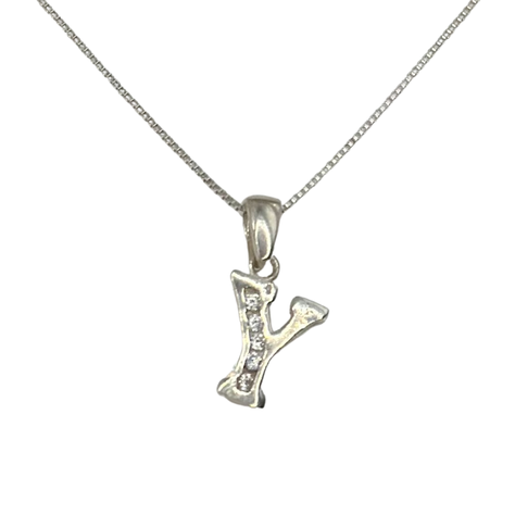 Collar Letra Y Circones Plata-0