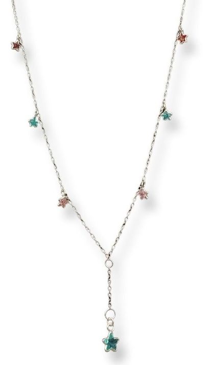 Collar Estrellas Circones Colores Colgantes Plata 925-0