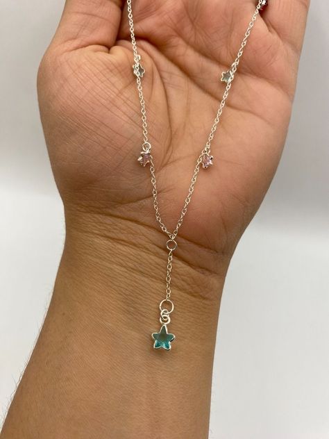 Collar Estrellas Circones Colores Colgantes Plata 925-1