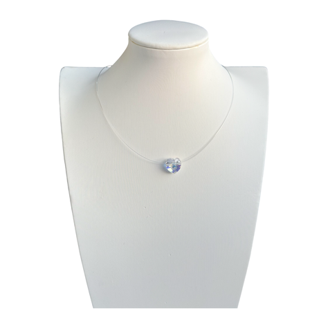 Collar Invisible Fantasma Corazon Tornasol Plata-0