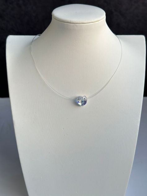 Collar Invisible Fantasma Corazon Tornasol Plata-2