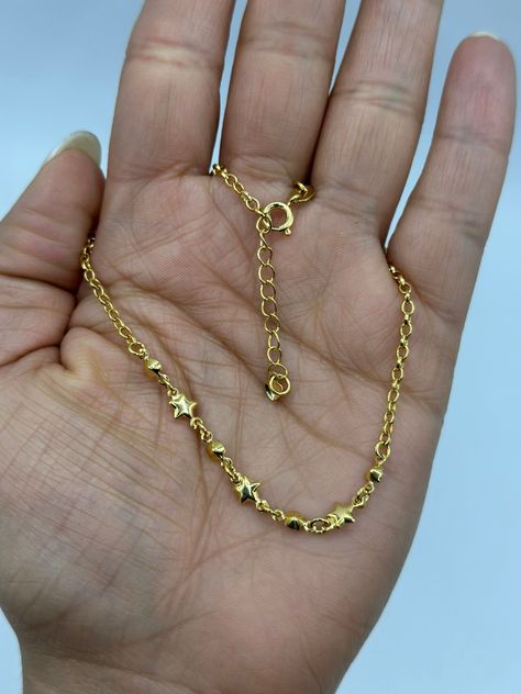 Tobillera Juvenil estrellas planas enchapado en Oro-1
