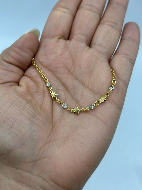 Tobillera Juvenil estrellas planas enchapado en Oro-2