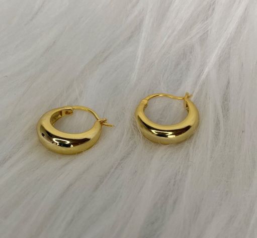 Aros Argolla Bote Dama Grandes Plata 925 Baño En Oro-2