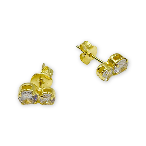 Aros Punto Luz Doble Circon Enchapado En Oro-1