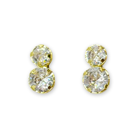 Aros Punto Luz Doble Circon Enchapado En Oro-0