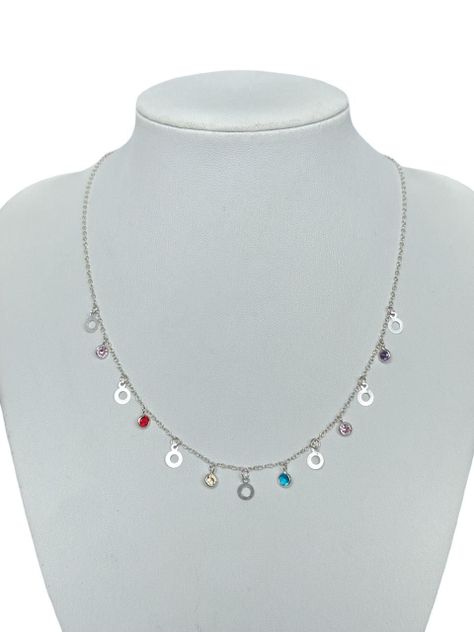 Collar Juvenil Esferas Planas Plata Italiana Ley 925-0