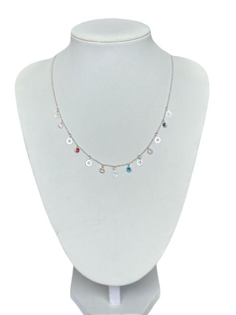 Collar Juvenil Esferas Planas Plata Italiana Ley 925-1