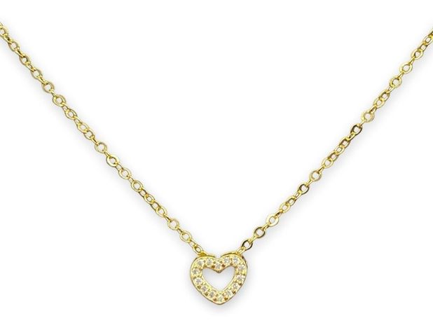 Collar Dama Corazon Circones Plata Baño -0