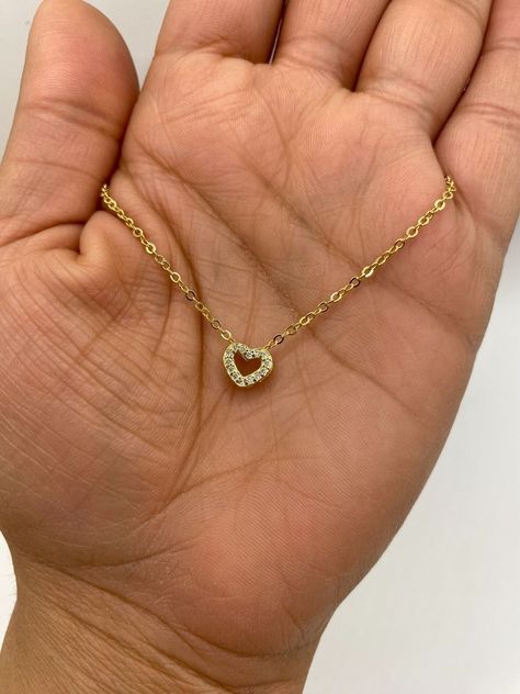 Collar Dama Corazon Circones Plata Baño -1