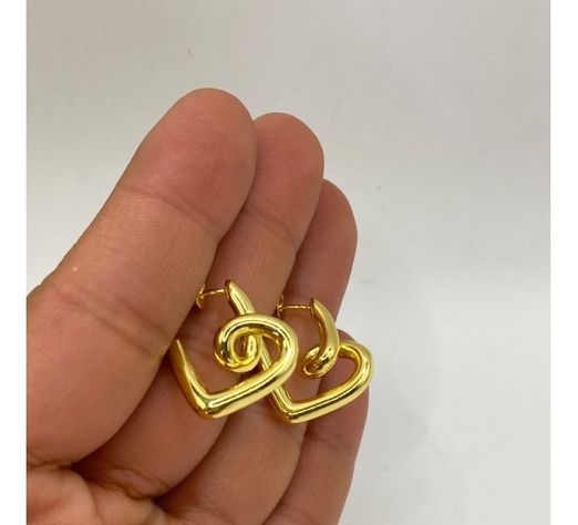 Aros Corazón Tubo Dama Entorchado Plata S925 Baño Oro Caja-2