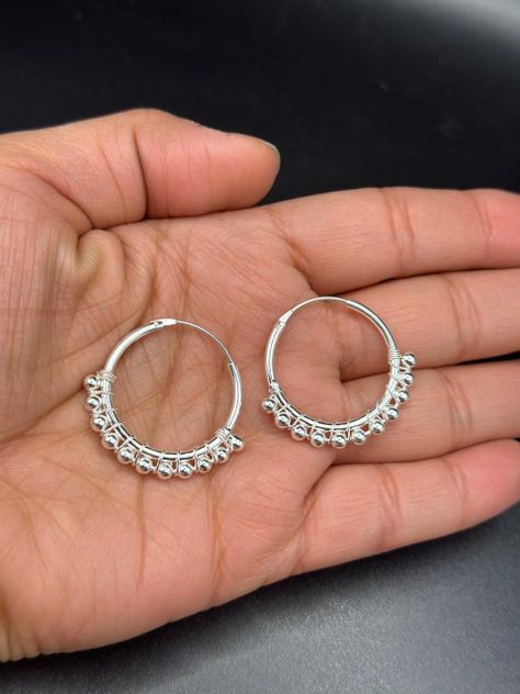 Aro Argolla Esferas Bolitas Pelotitas Mediana Plata Ley 925 mas caja de regalo-3