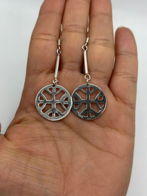 Aro Mapuche modelo Kultrum colgante Plata Fina mas caja -1
