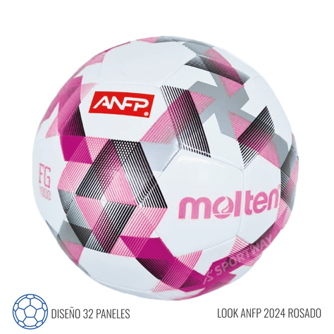 Balon Futbol FG 1000 ANFP Logo Molten Blanco/Rosado T5-1