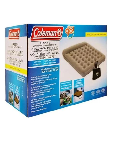 Colchon Inflable Queen Coleman® Con Bomba De Aire Pie-1