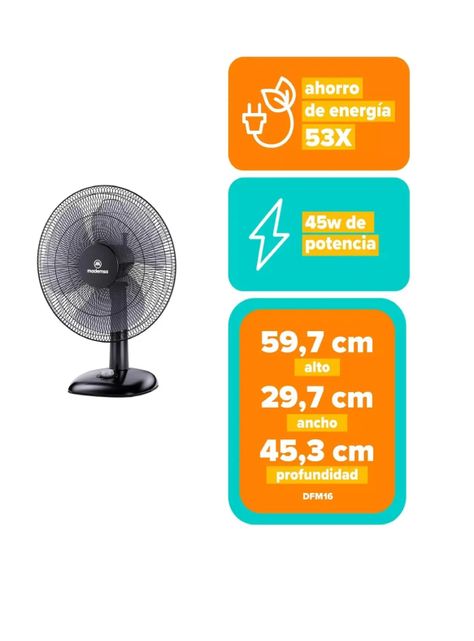 Ventilador Sobremesa Mademsa 40w 3 Velocidades 16 Pulgadas-4