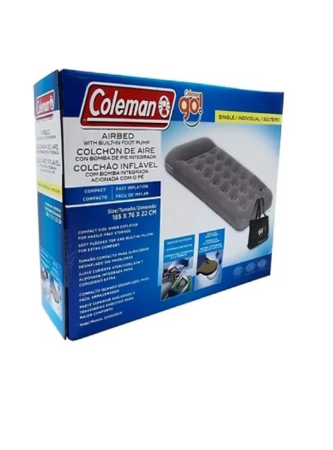 Colchon Inflable 1 Plaza Coleman® Con Bomba De Aire Pie-2