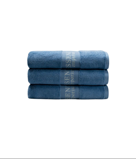Set 3 toallas 100% algodón premium - Blancas 100x160 Celestes-0