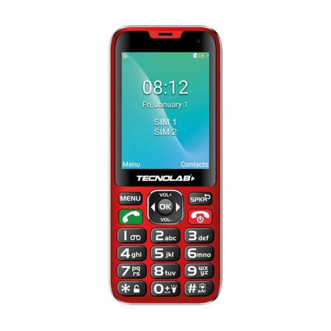 Telefono Celular Senior Tecnolab 4G Adulto Mayor TL487 Rojo-0