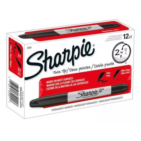 Marcador Sharpie Permanente Doble Punta Negro x12ud-1
