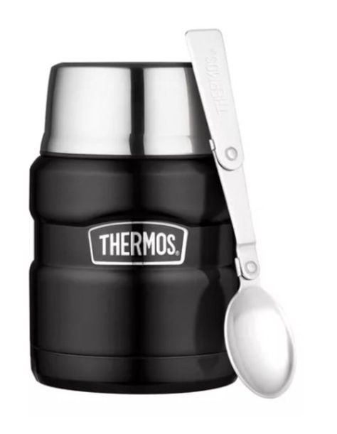 Termo de comida Thermos King 470ml acero inoxidable negro-0