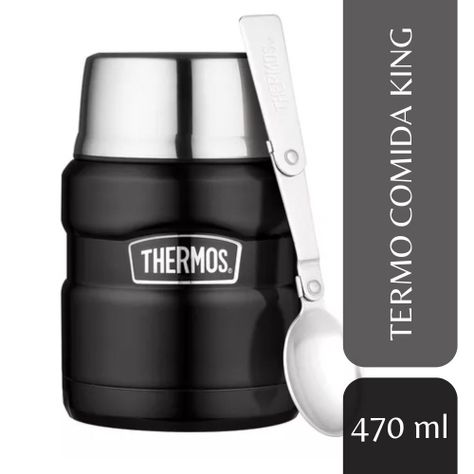 Termo de comida Thermos King 470ml acero inoxidable negro-1