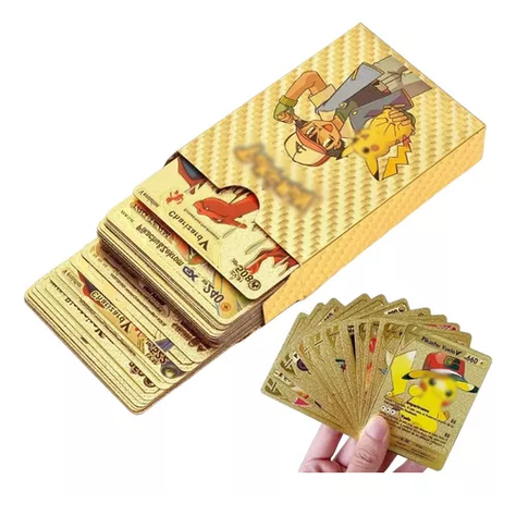 Cartas Pokemon Doradas Vmax Gx 55 Pcs Con Caja Español-0