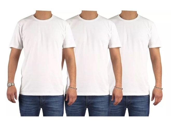 Pack 3 Poleras Algodon Manga Corta Para Estampar. Color Blanco. Talla 3XL-0