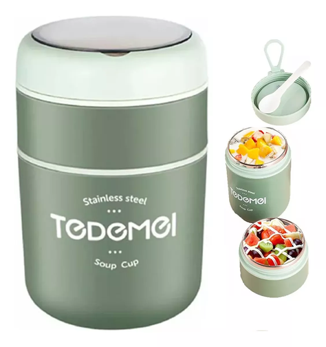 Lonchera Termica Acero Inoxidable De 710ml Incluye Cuchara-0