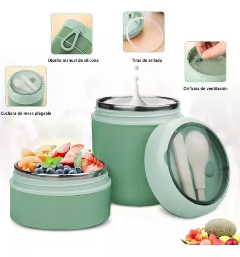 Lonchera Termica Acero Inoxidable De 710ml Incluye Cuchara-2