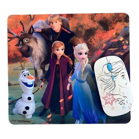 Mouse Inalambrico y Mouse Pad Disney Frozen-0