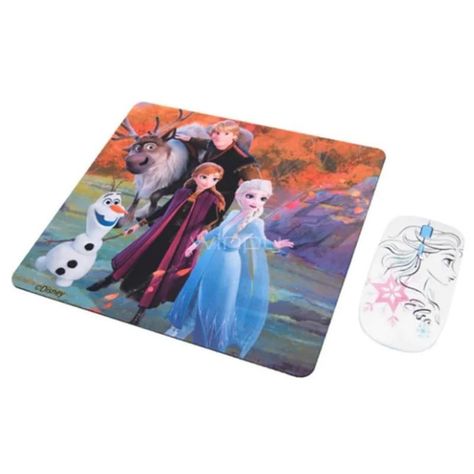 Mouse Inalambrico y Mouse Pad Disney Frozen-1